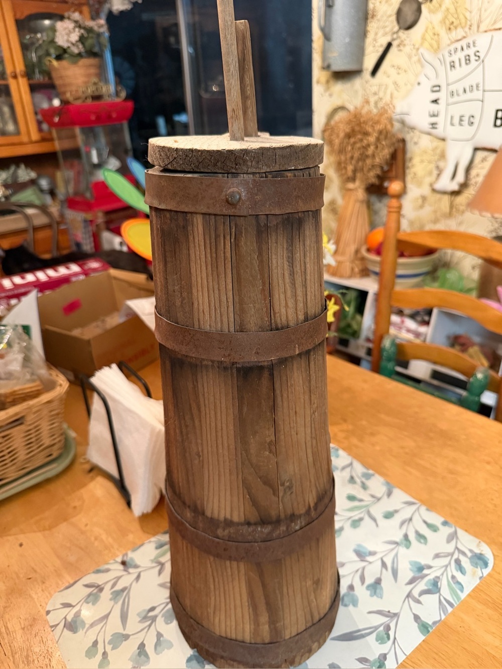 Rustic Wooden Butter Churn - Natural Brown